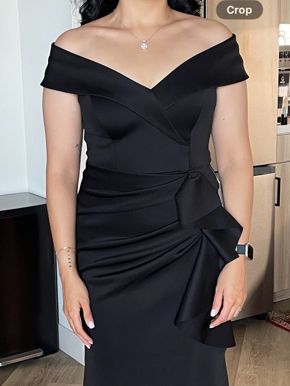 Xscape Black Off-Shoulder Maxi Dress